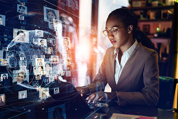 Woman working on laptop